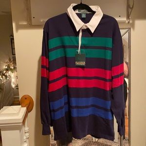 NWT SLAMMER by MUNSINGWEAR HIGH END MENS SHOP - WHITE COLLAR STRIPE LS POLO